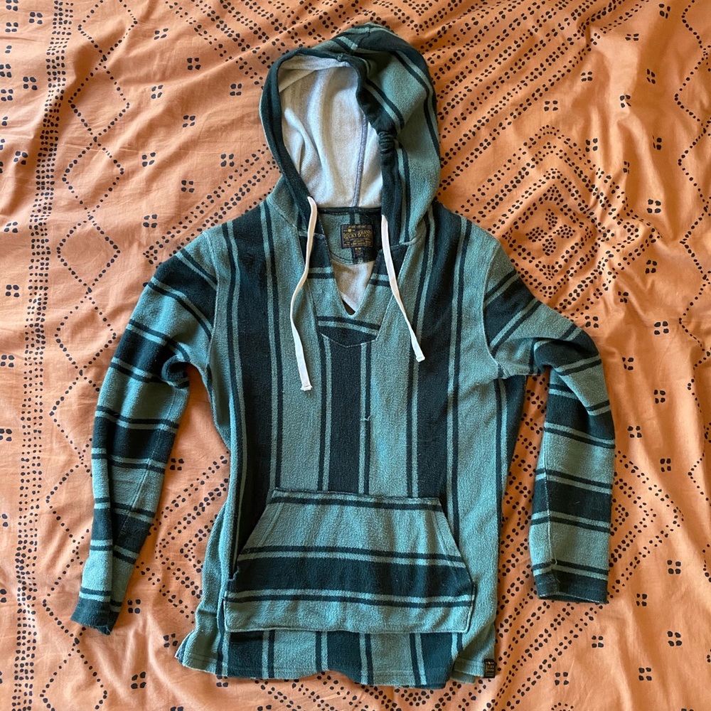 Lucky Brand Striped Baja Pullover Hoodie sz M